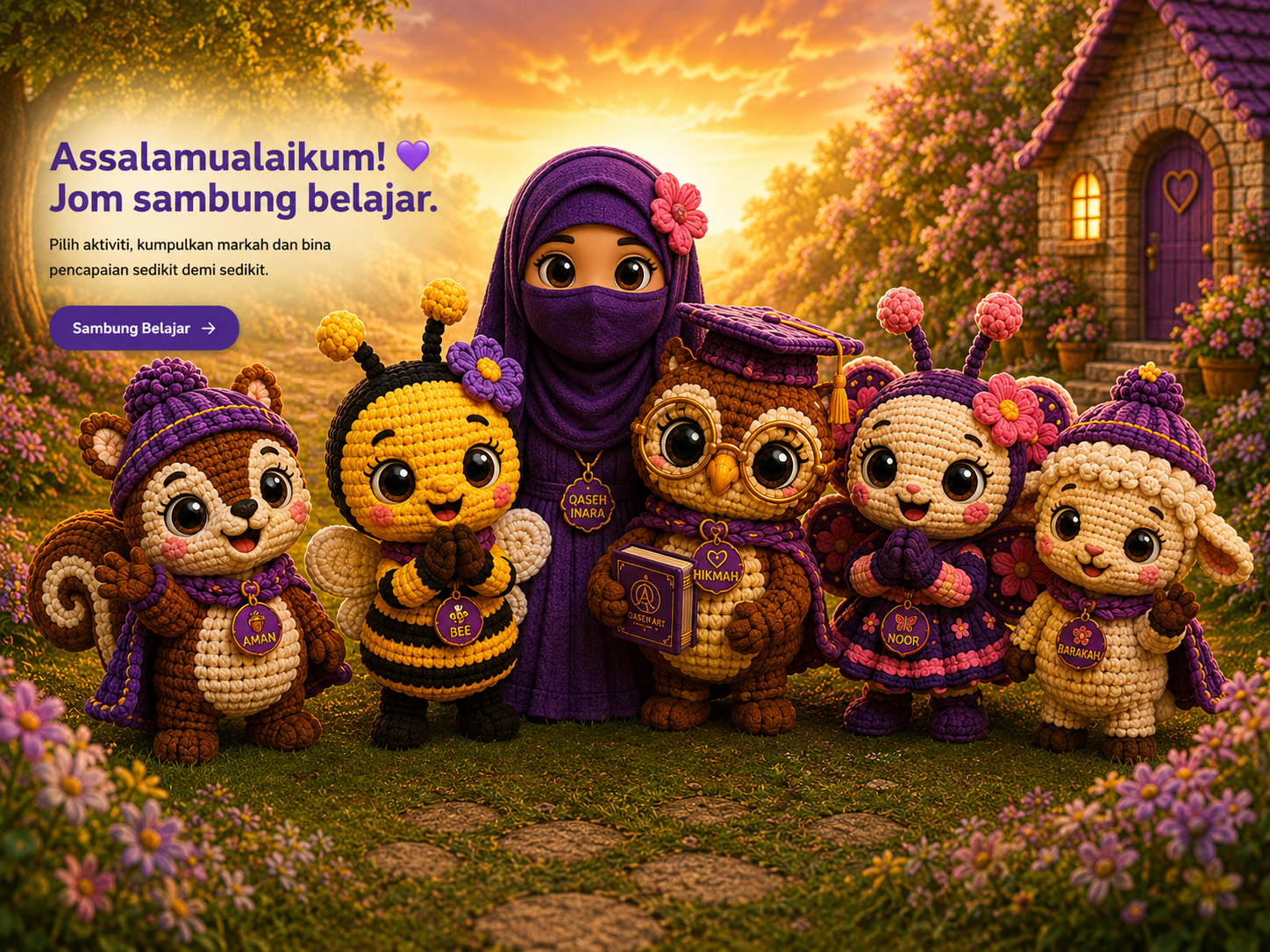 Qaseh Inara bersama Aman, Bee, Hikmah, Noor dan Barakah